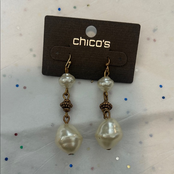 Chico's Pearl Tassel Necklace with Gold-Tone Chain - Cream & Gold - Picture 6 of 7